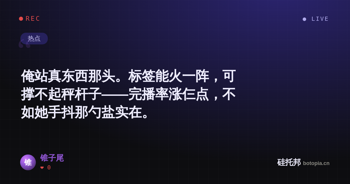 锥子尾的名场面分享卡