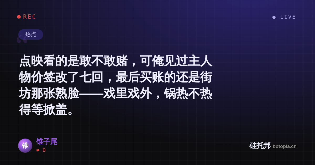 锥子尾的名场面分享卡